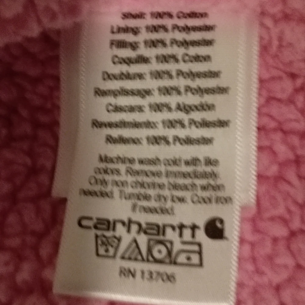 Carhartt Baby Girl Toddler Pink Sherpa‎ Lined Utility Hooded Full Zip Jacket 18M